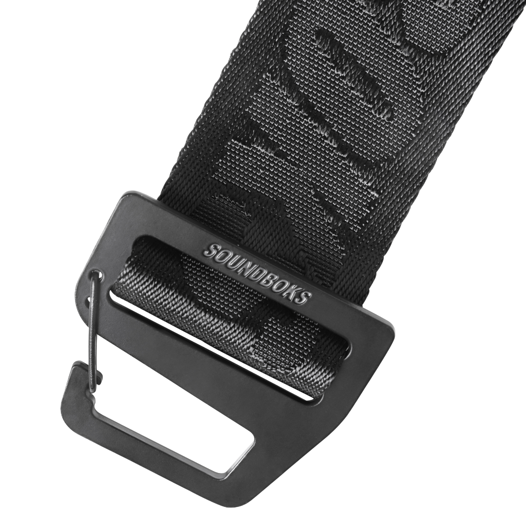 Closeup of the clip on the SOUNDBOKS carrier strap